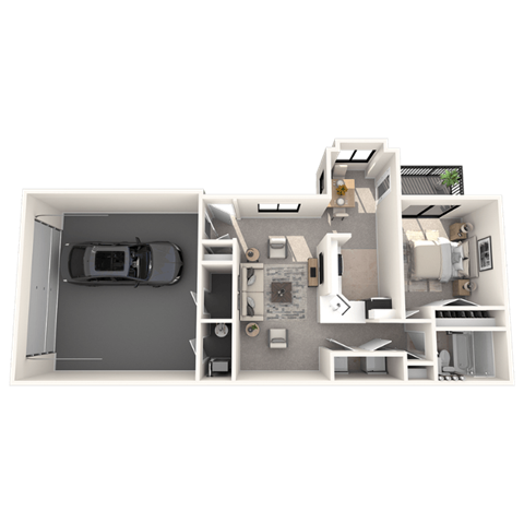 Floor plan for 1 bed, 1 bath, 980 sqft